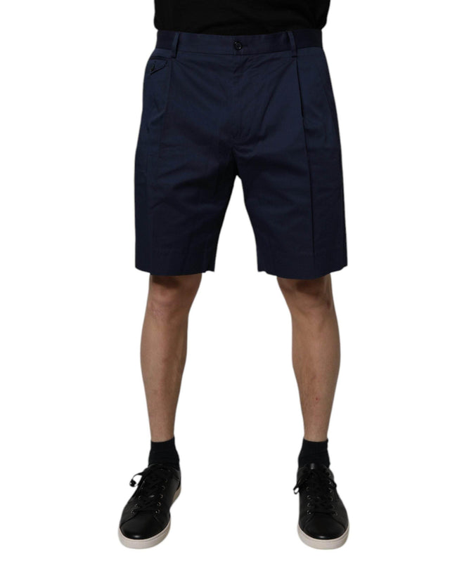 Dolce & Gabbana Dark Blue Cotton Mid Waist Men Bermuda Shorts - Hilstor