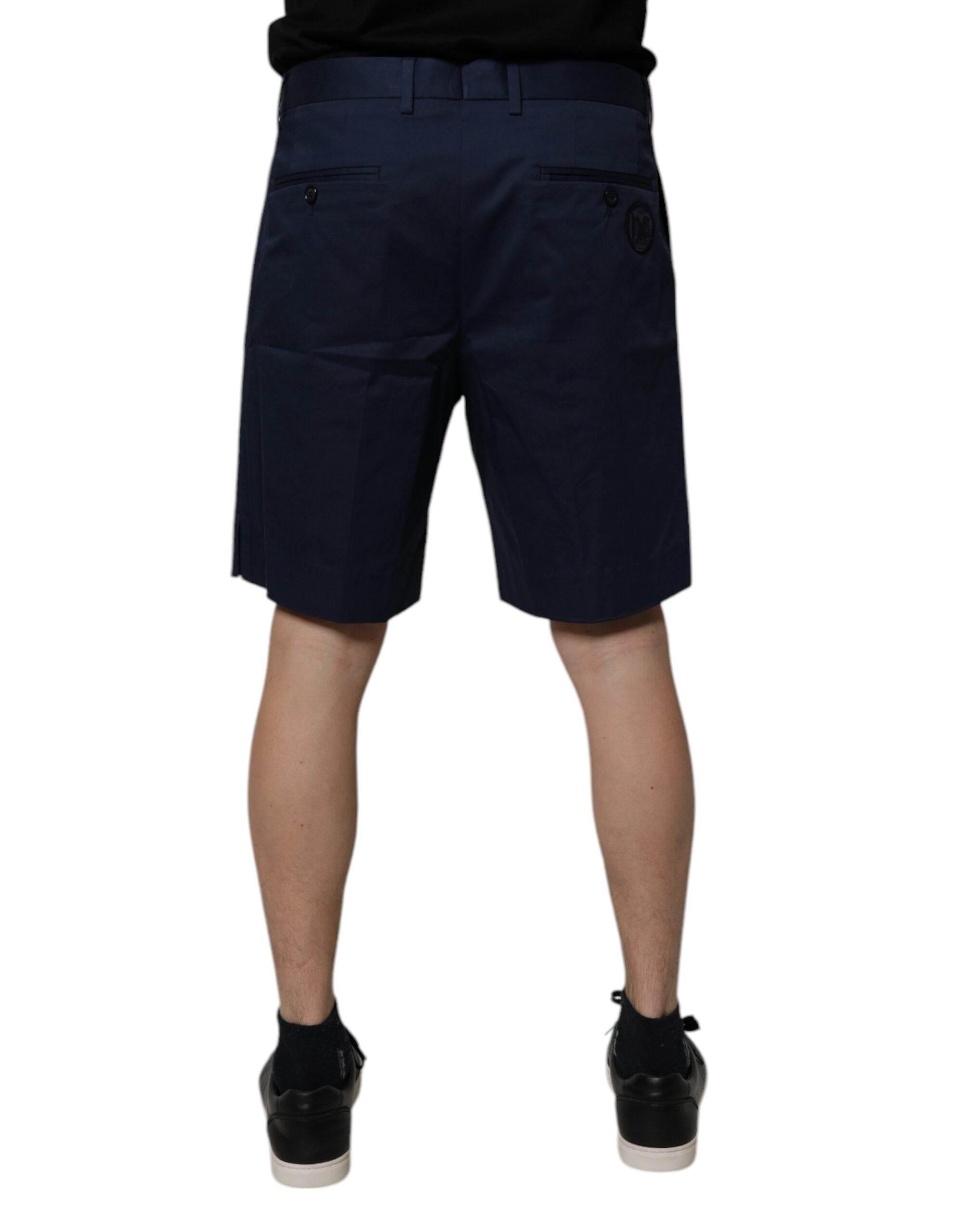 Dolce & Gabbana Dark Blue Cotton Mid Waist Men Bermuda Shorts - Hilstor