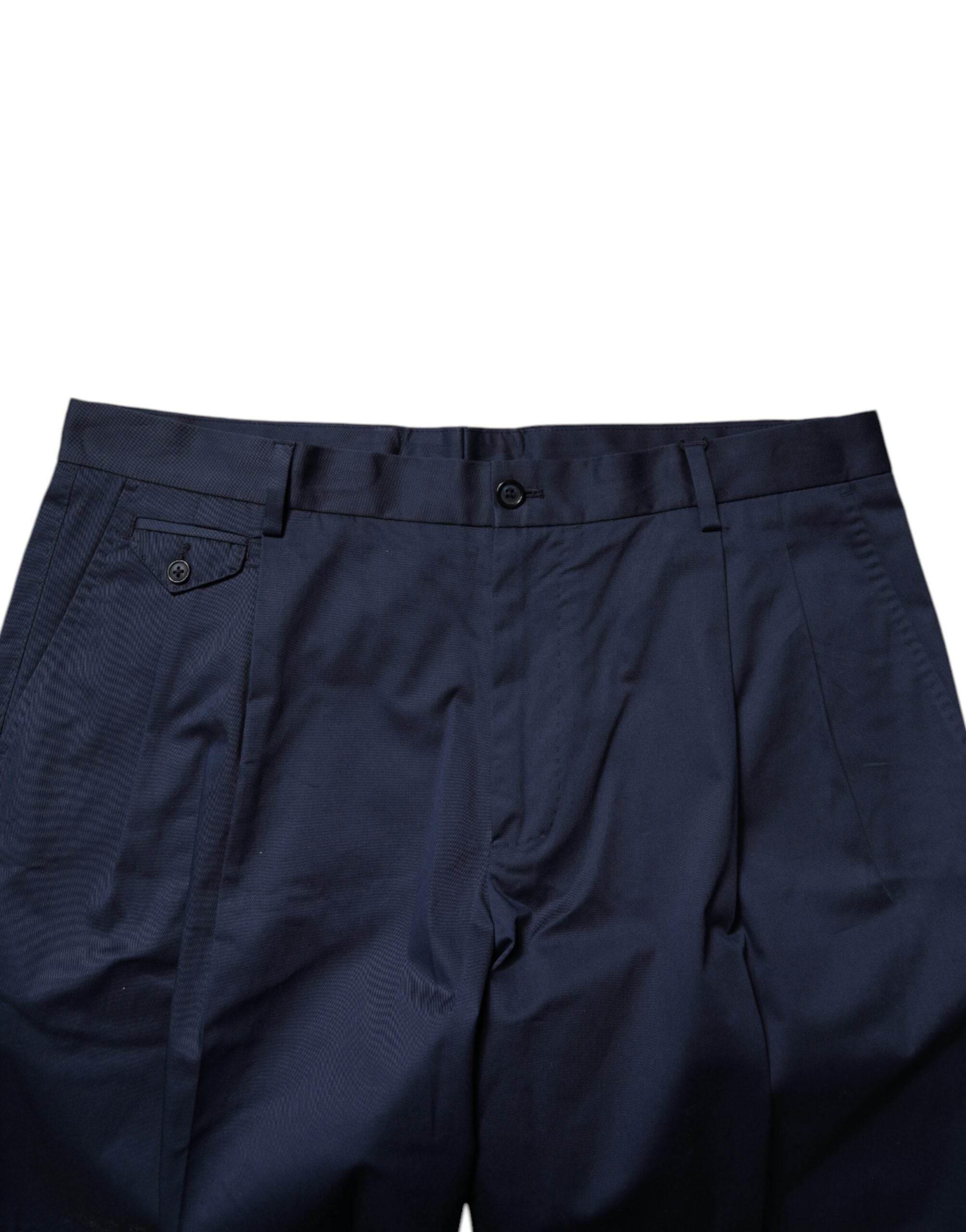 Dolce & Gabbana Dark Blue Cotton Mid Waist Men Bermuda Shorts - Hilstor