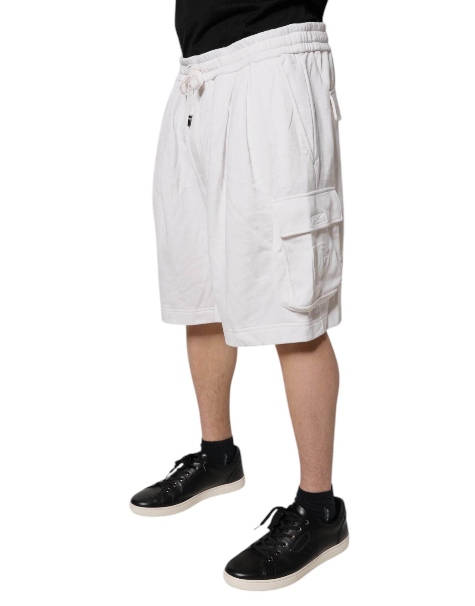 Dolce & Gabbana White Cotton Cargo Bermuda Sweatshorts Shorts - Hilstor