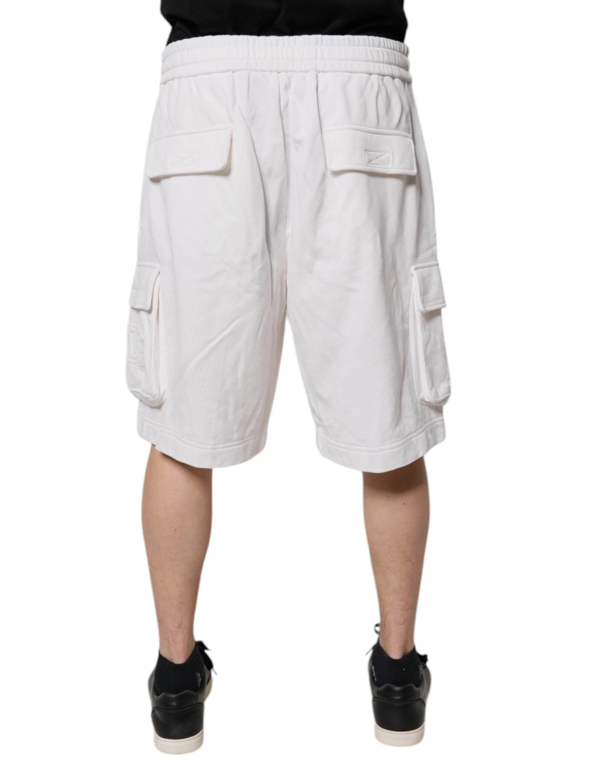 Dolce & Gabbana White Cotton Cargo Bermuda Sweatshorts Shorts - Hilstor