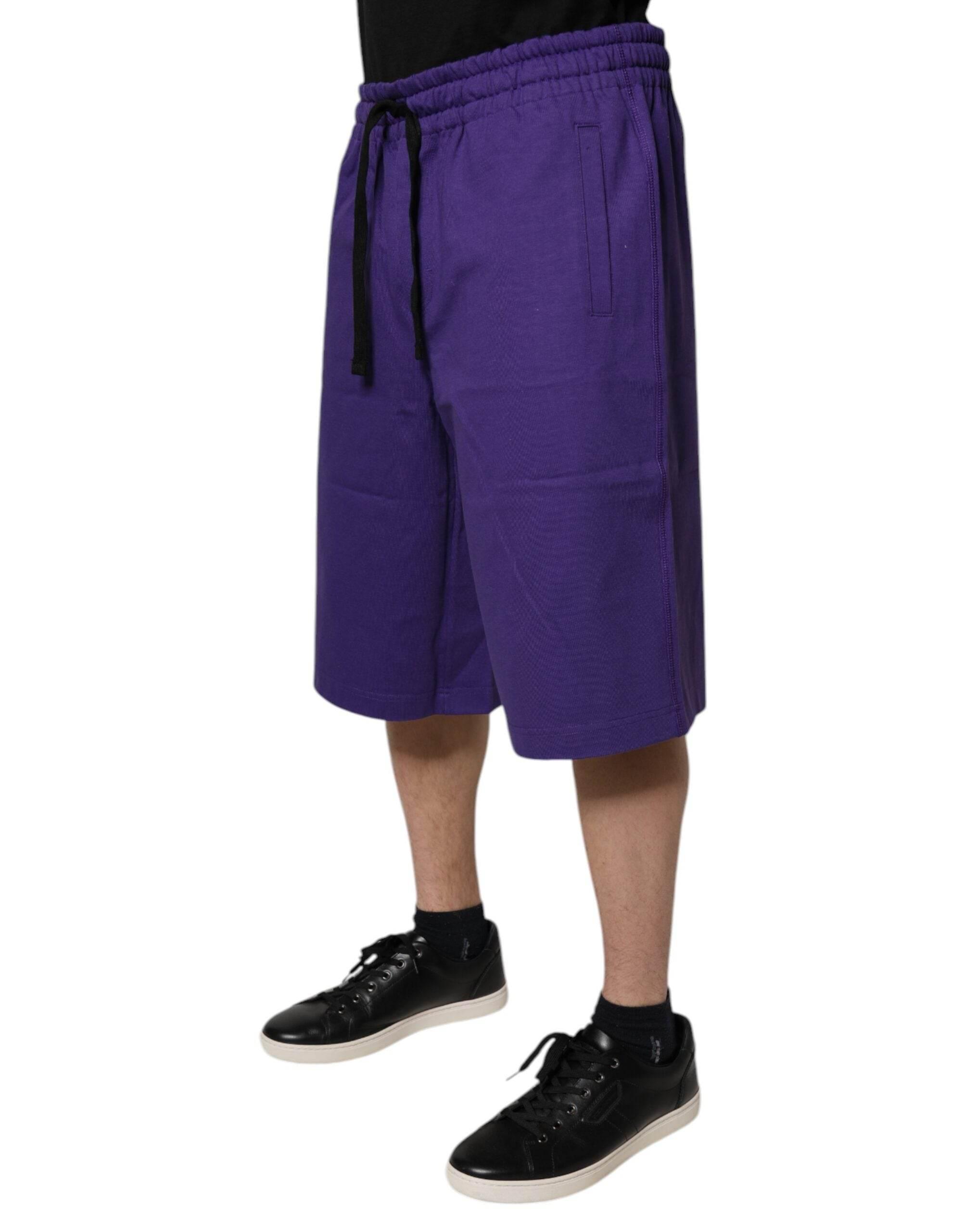 Dolce & Gabbana Purple Cotton Men Bermuda Sweatshorts Shorts - Hilstor
