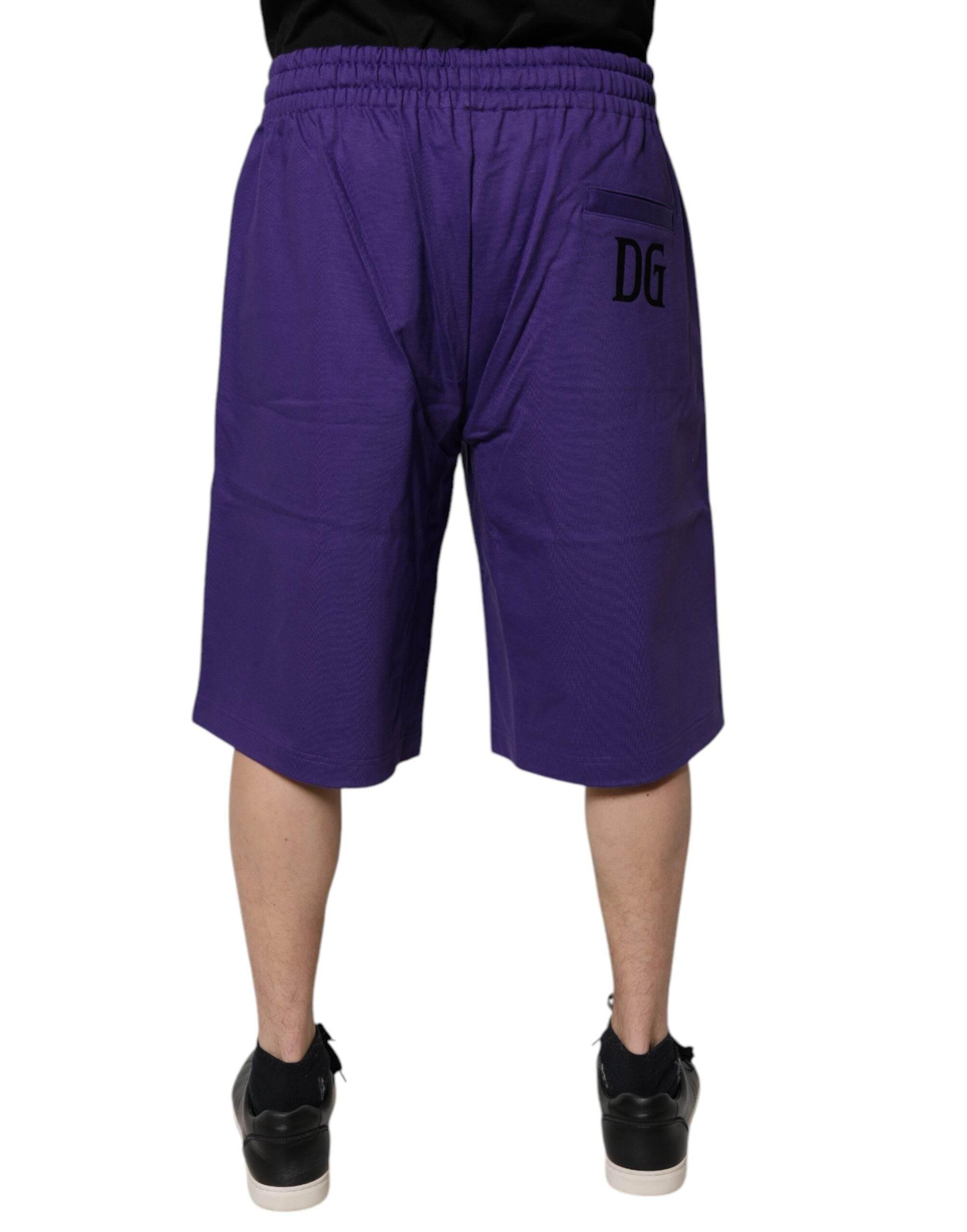 Dolce & Gabbana Purple Cotton Men Bermuda Sweatshorts Shorts - Hilstor