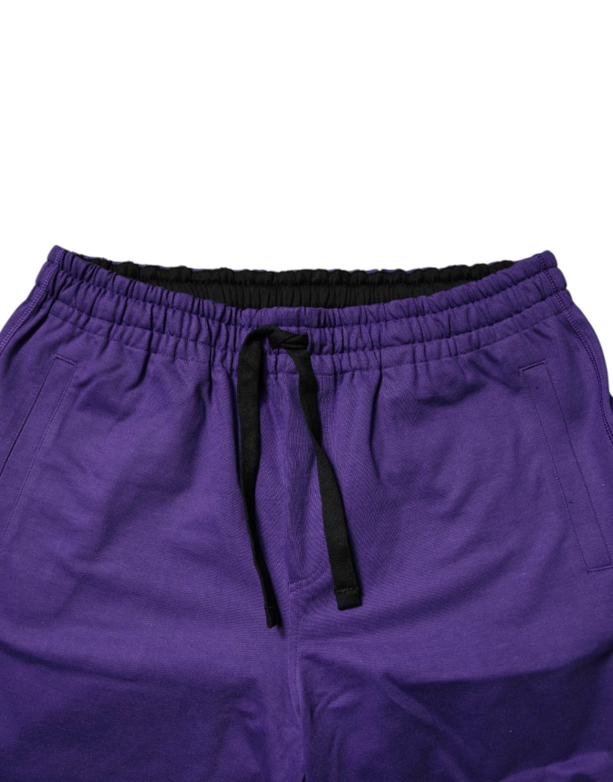 Dolce & Gabbana Purple Cotton Men Bermuda Sweatshorts Shorts - Hilstor