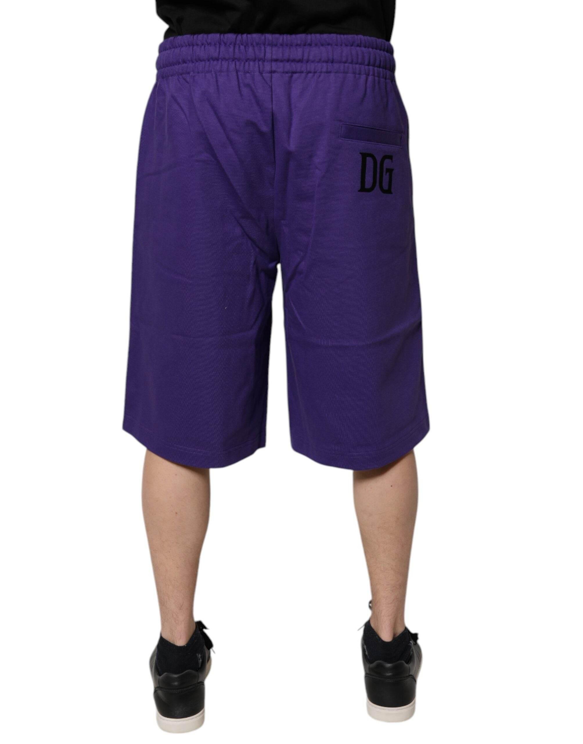 Dolce & Gabbana Purple Cotton Men Bermuda Sweatshorts Shorts - Hilstor