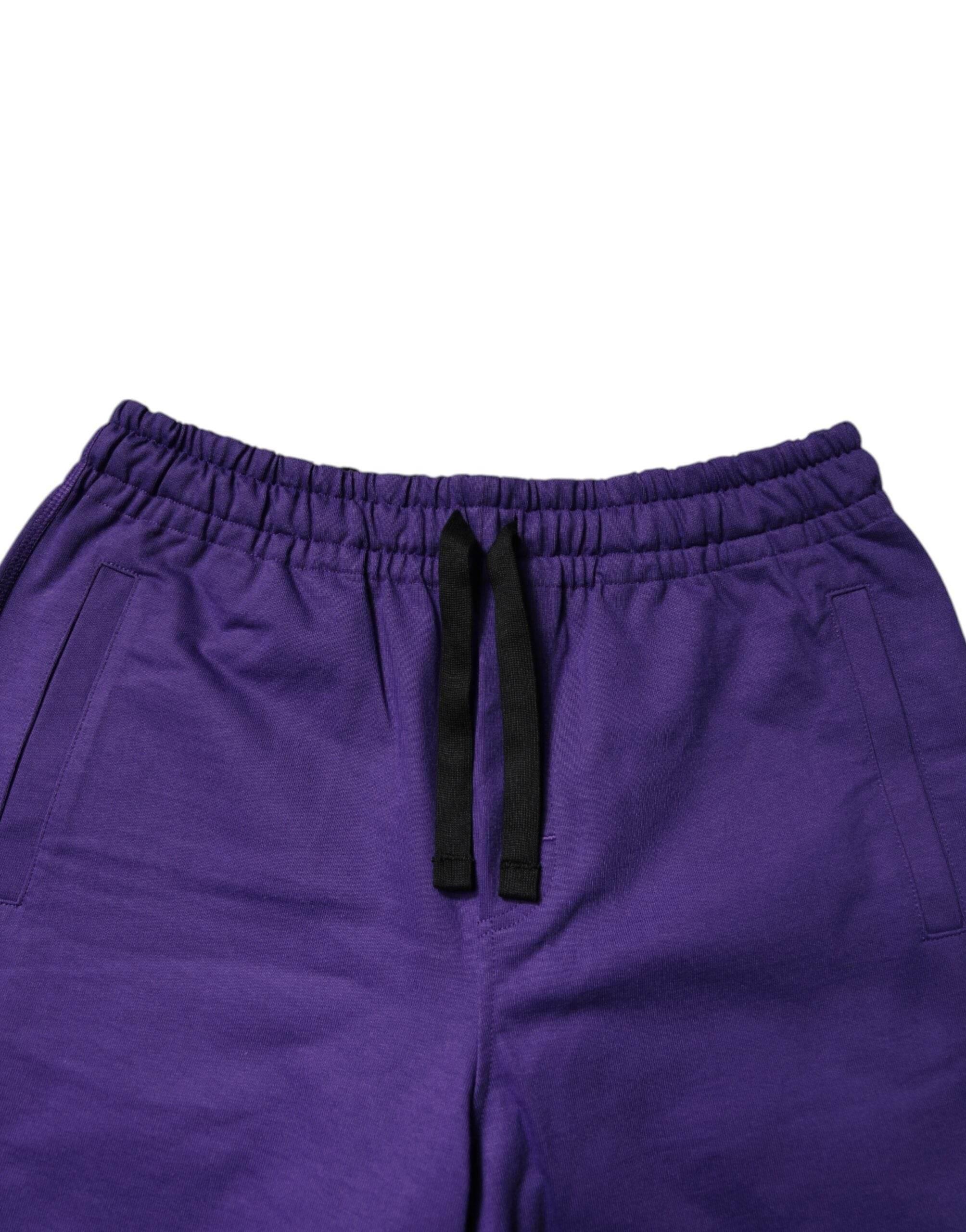 Dolce & Gabbana Purple Cotton Men Bermuda Sweatshorts Shorts - Hilstor