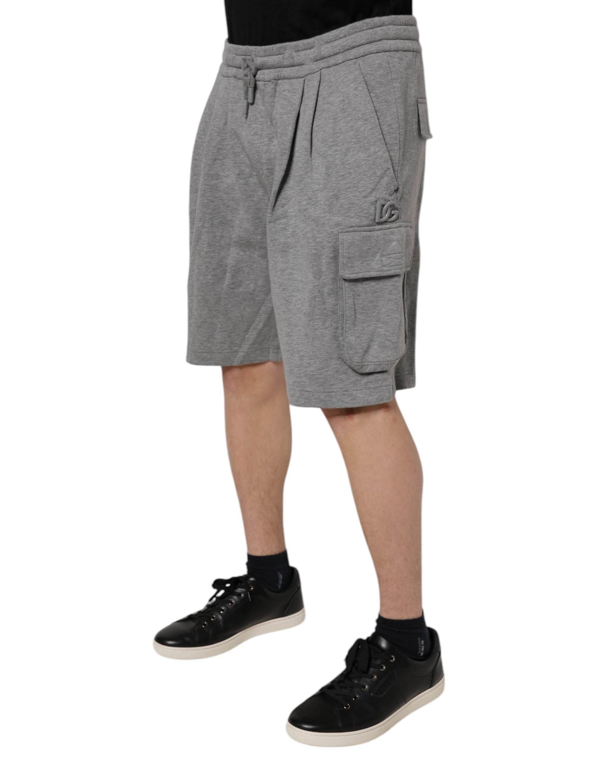 Dolce & Gabbana Gray Cotton Cargo Bermuda Sweatshorts Shorts - Hilstor