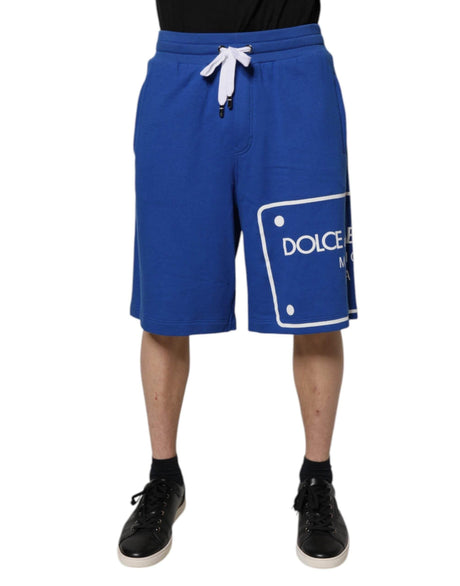 Dolce & Gabbana Blue Logo Cotton Bermuda Sweatshorts Shorts - Hilstor
