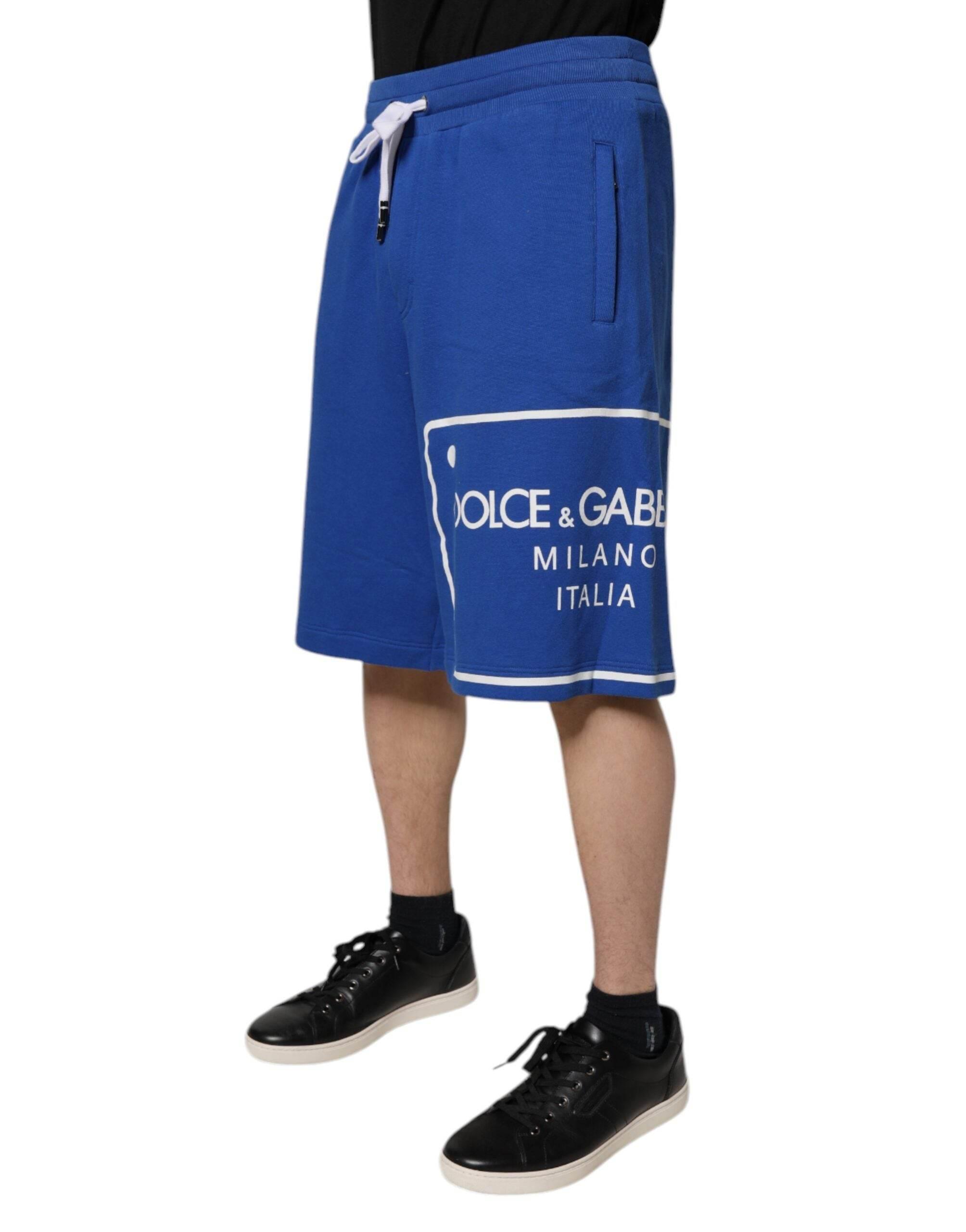 Dolce & Gabbana Blue Logo Cotton Bermuda Sweatshorts Shorts - Hilstor