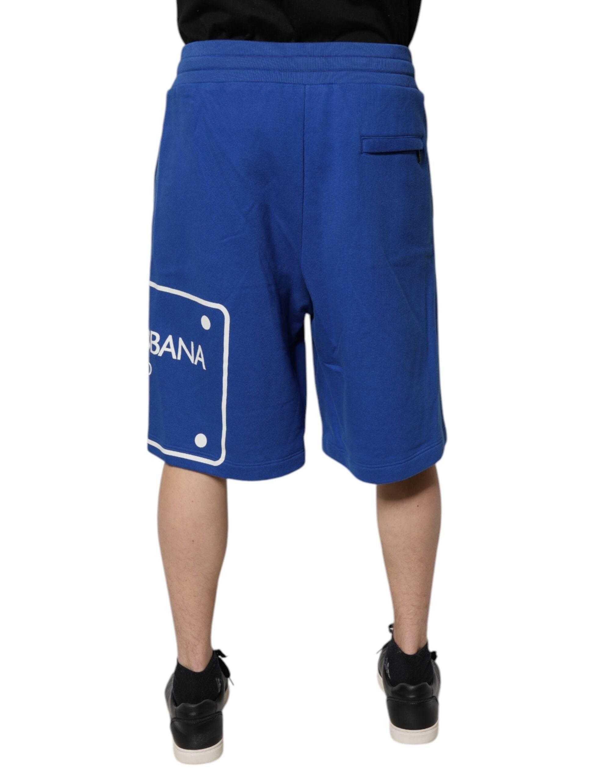 Dolce & Gabbana Blue Logo Cotton Bermuda Sweatshorts Shorts - Hilstor
