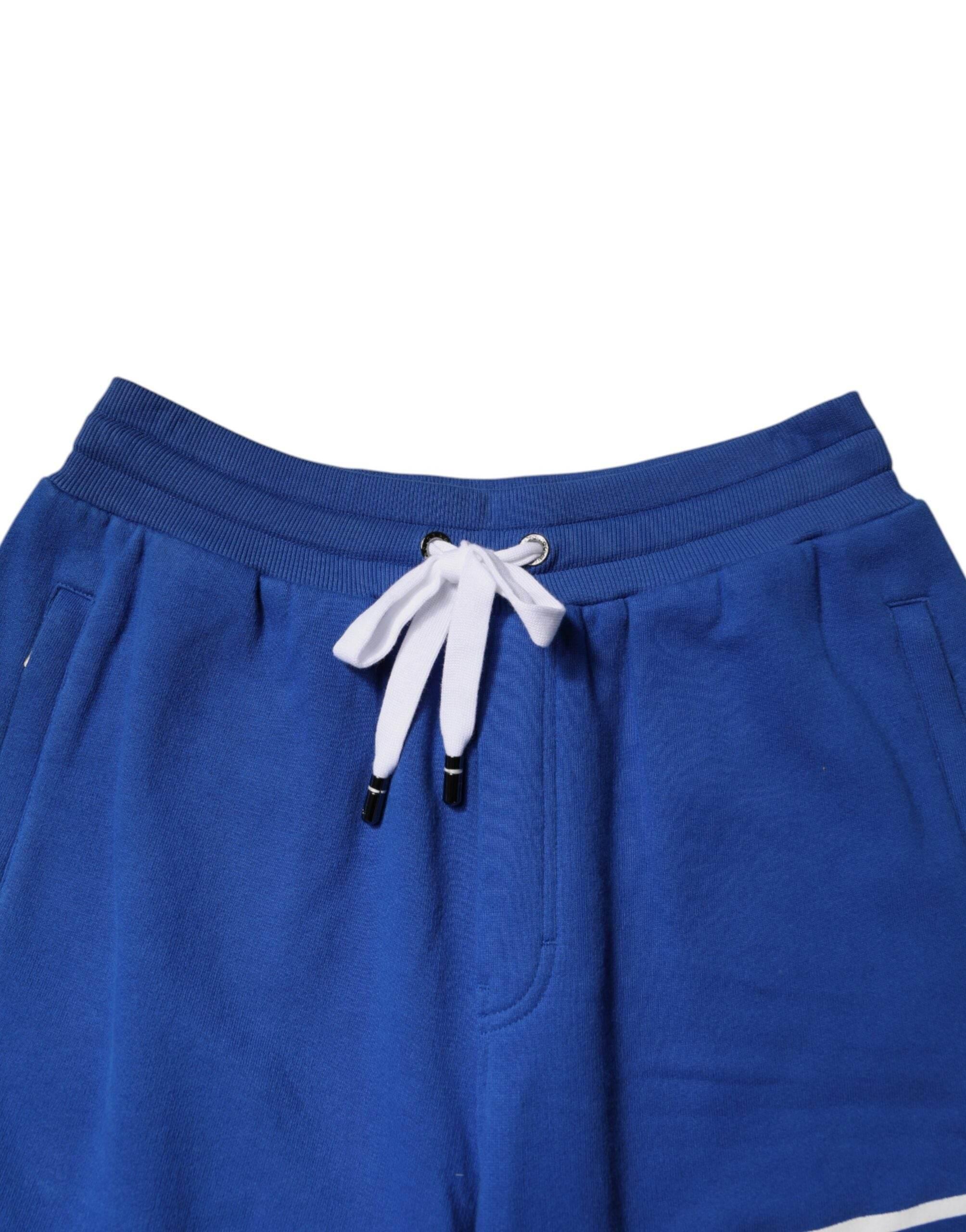 Dolce & Gabbana Blue Logo Cotton Bermuda Sweatshorts Shorts - Hilstor