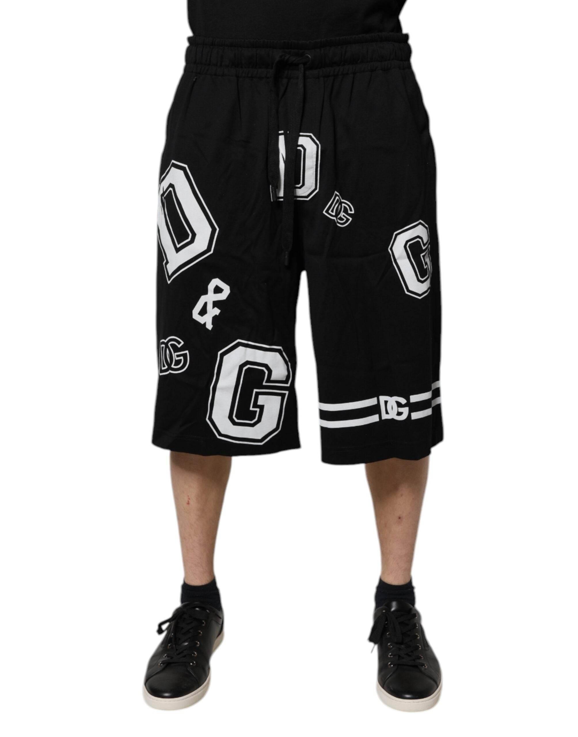 Dolce & Gabbana Black Logo Cotton Bermuda Sweatshorts Shorts - Hilstor