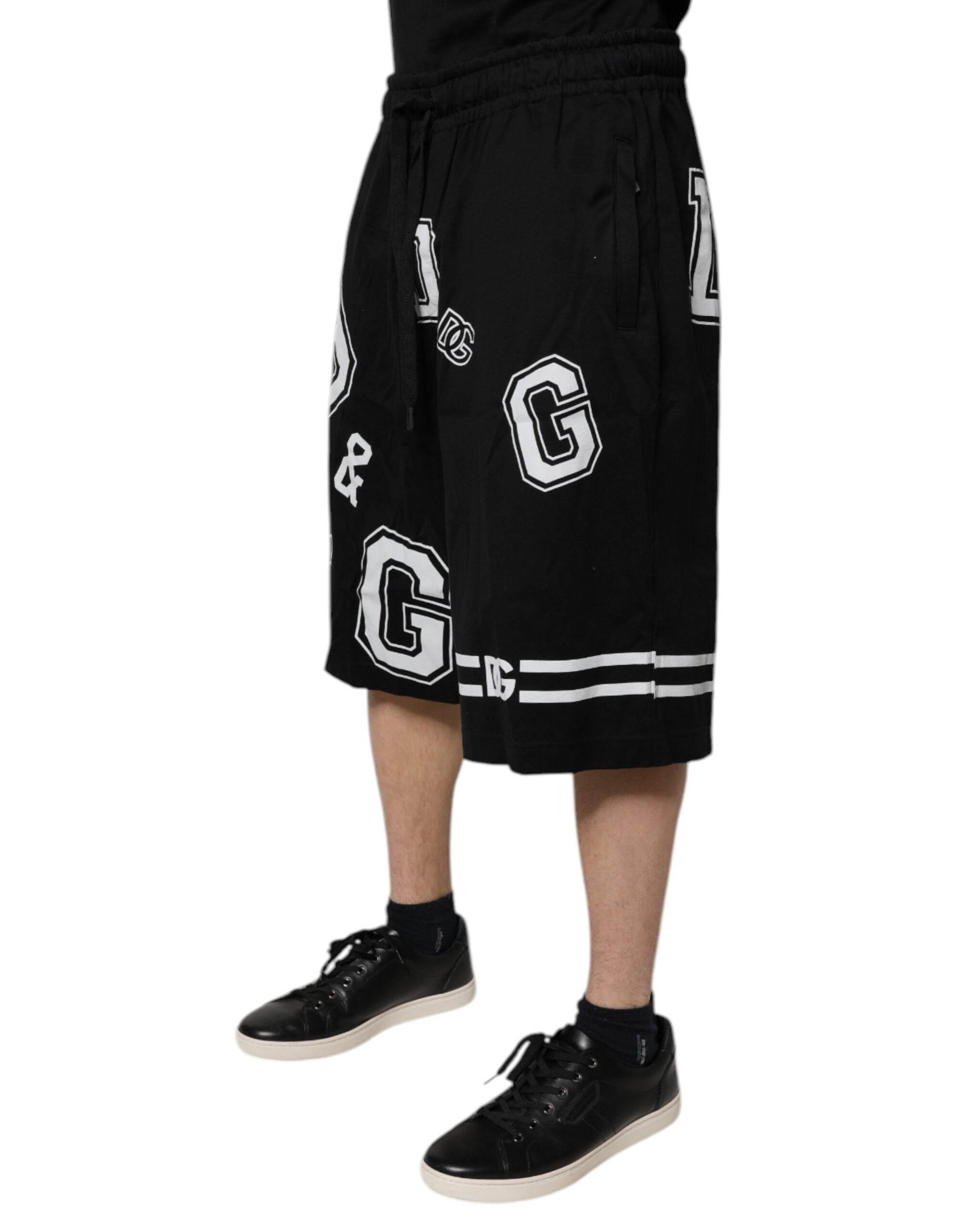 Dolce & Gabbana Black Logo Cotton Bermuda Sweatshorts Shorts - Hilstor
