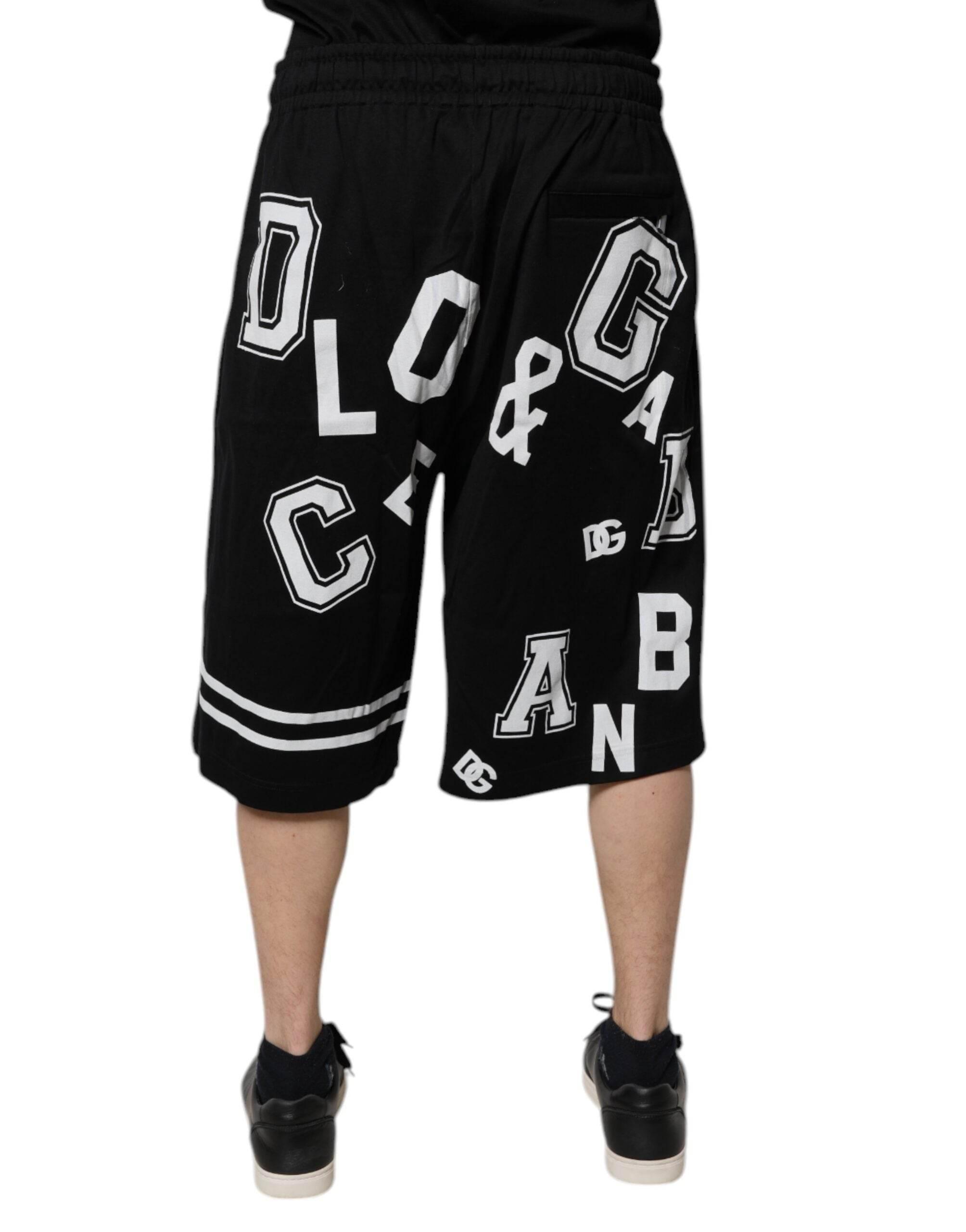 Dolce & Gabbana Black Logo Cotton Bermuda Sweatshorts Shorts - Hilstor