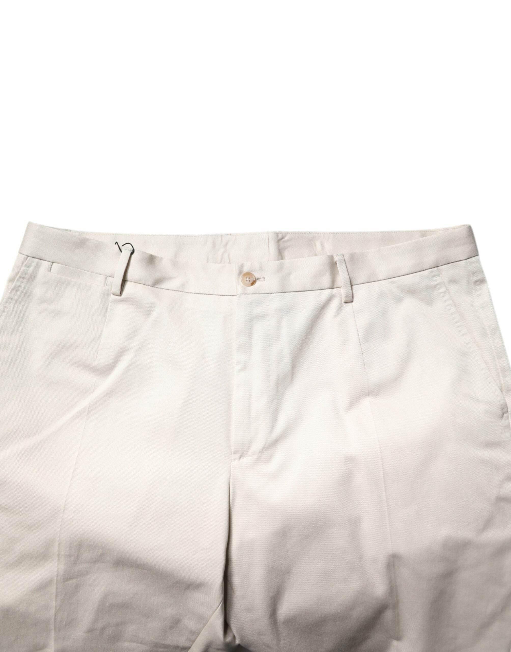 Dolce & Gabbana Beige Cotton Stretch Mid Waist Bermuda Shorts - Hilstor