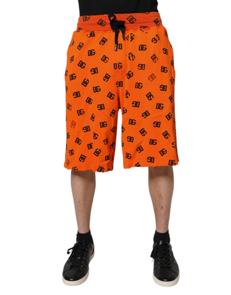 Dolce & Gabbana Orange Logo Monogram Cotton Bermuda Shorts - Hilstor
