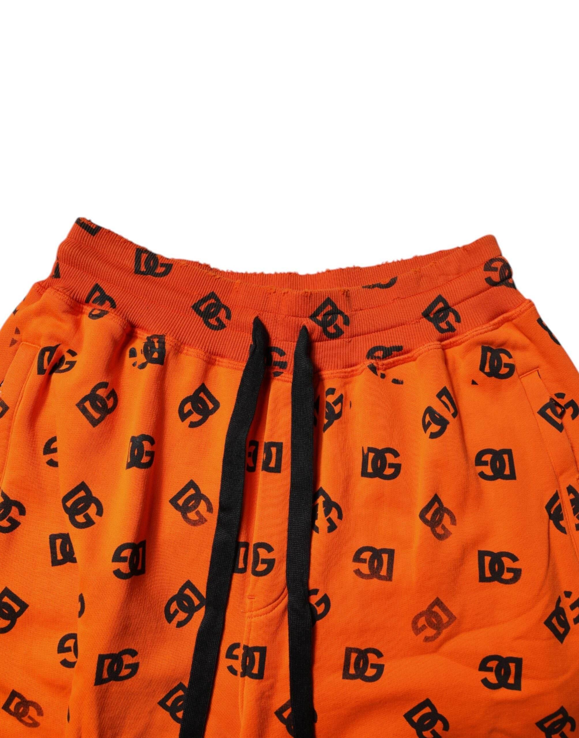 Dolce & Gabbana Orange Logo Monogram Cotton Bermuda Shorts - Hilstor