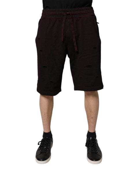 Dolce & Gabbana Bordeaux Cotton Bermuda Sweatshorts Shorts - Hilstor