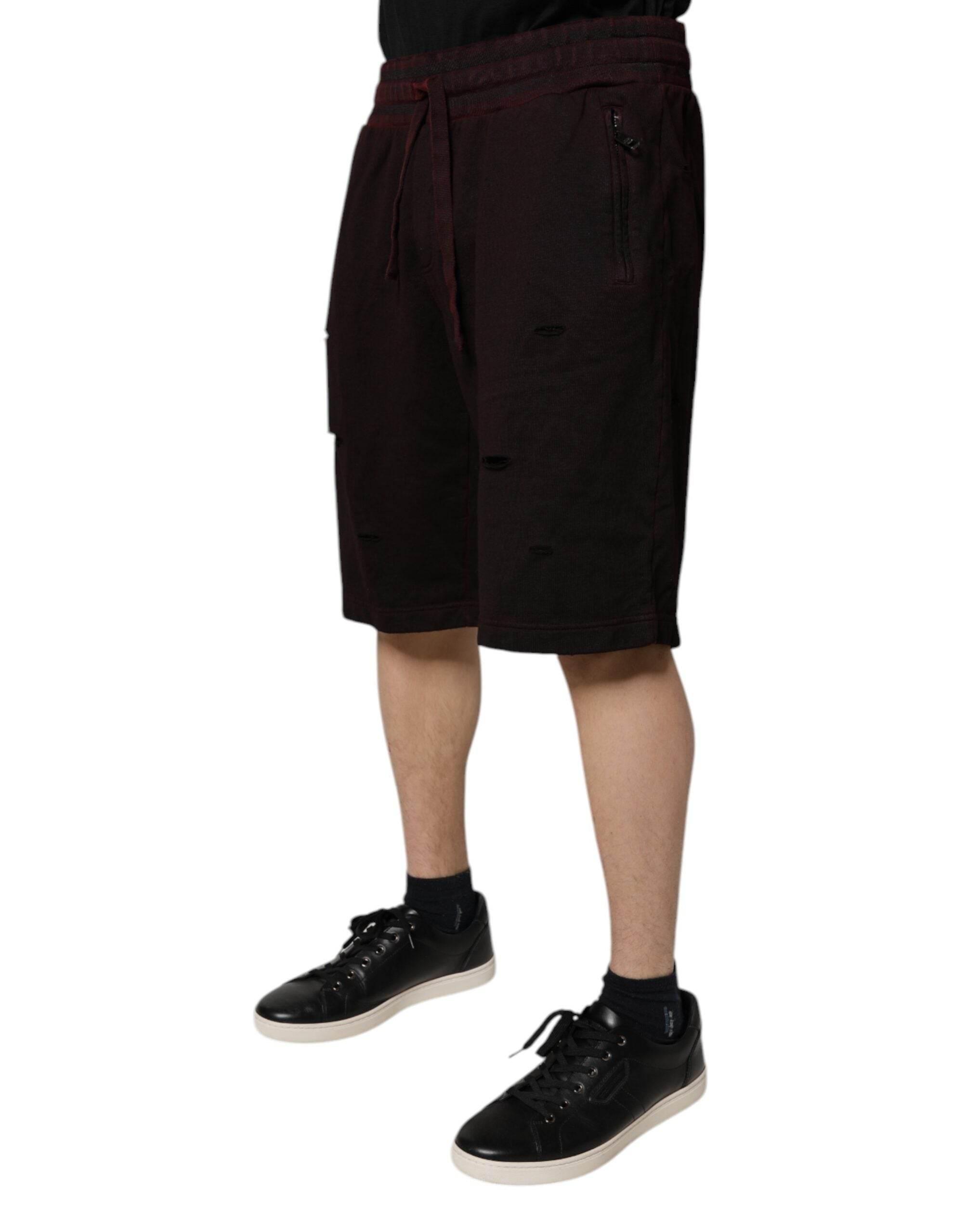 Dolce & Gabbana Bordeaux Cotton Bermuda Sweatshorts Shorts - Hilstor