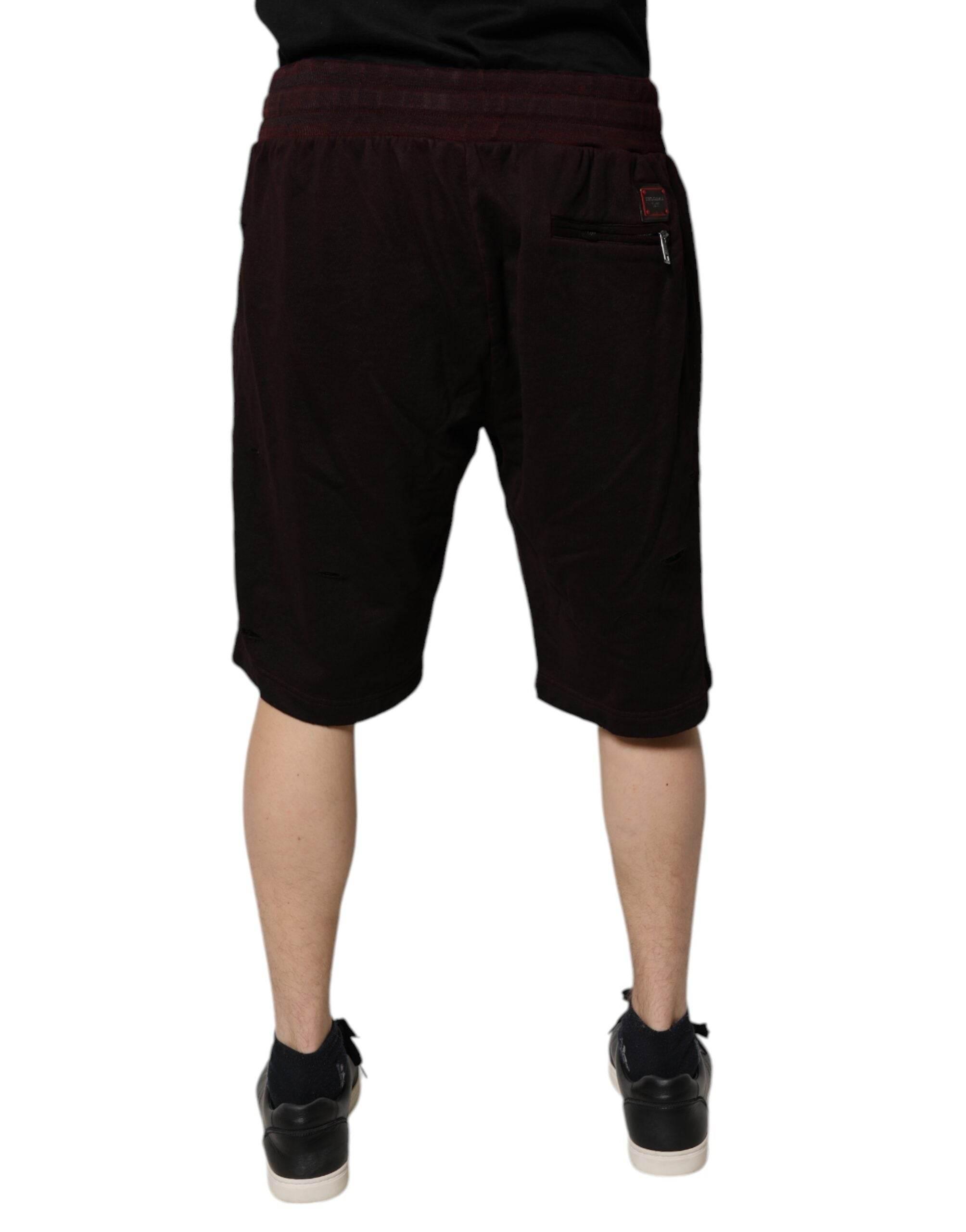 Dolce & Gabbana Bordeaux Cotton Bermuda Sweatshorts Shorts - Hilstor