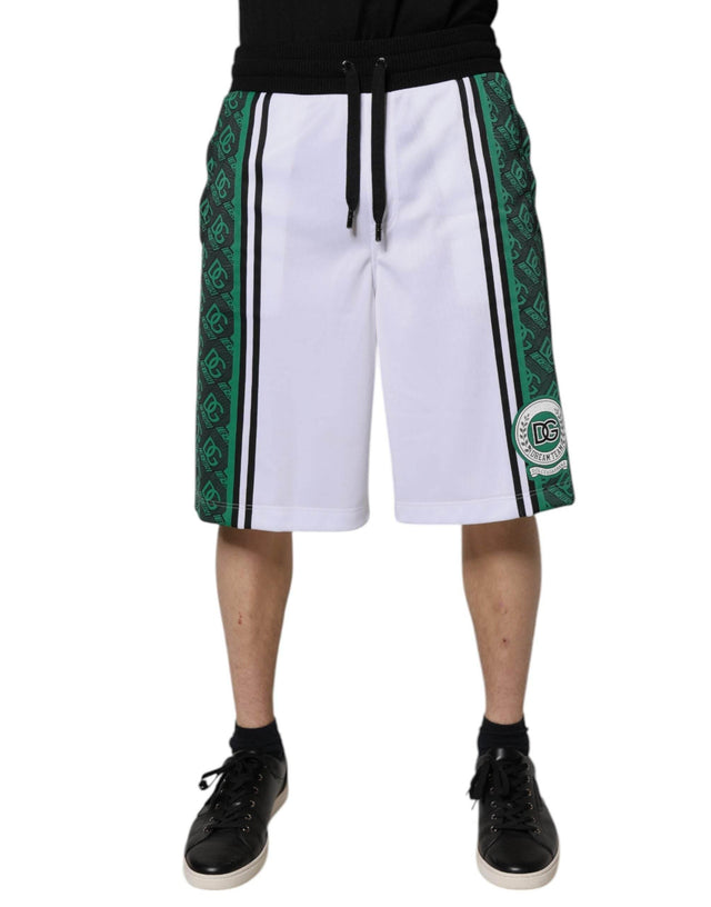 Dolce & Gabbana White Green Men Jersey Sweatshorts Shorts - Hilstor