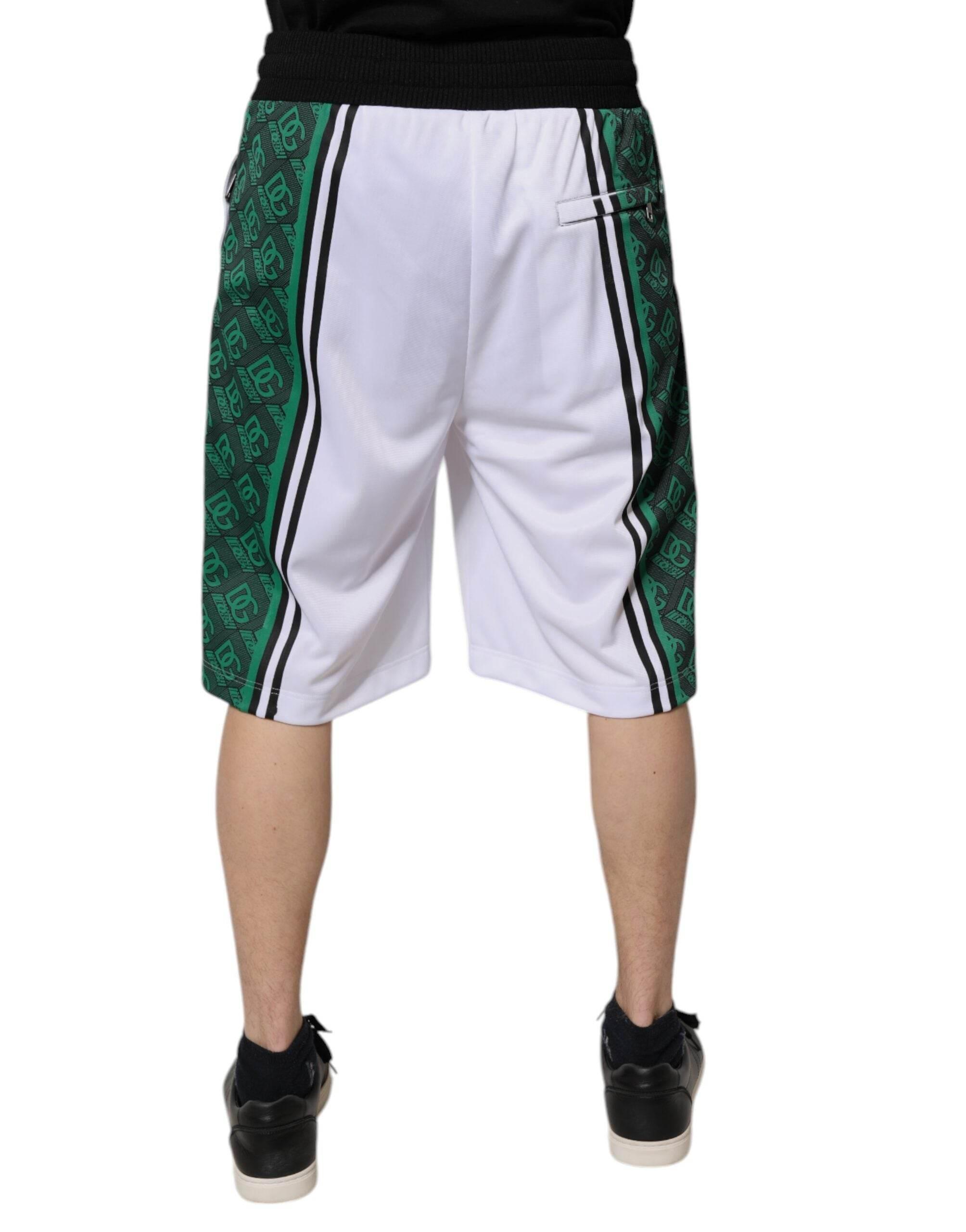 Dolce & Gabbana White Green Men Jersey Sweatshorts Shorts - Hilstor