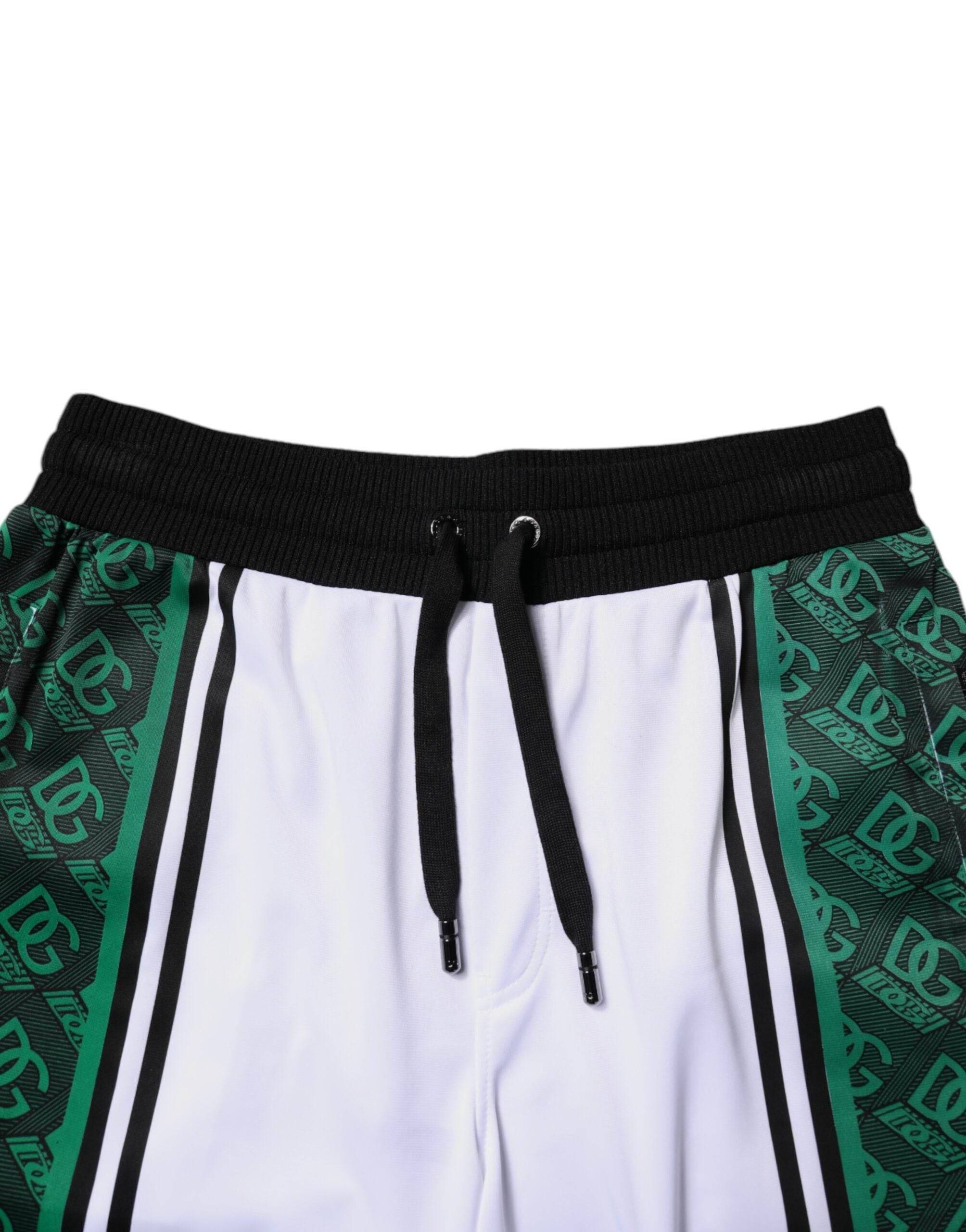 Dolce & Gabbana White Green Men Jersey Sweatshorts Shorts - Hilstor