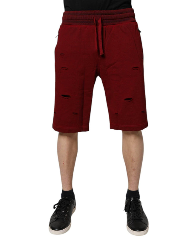 Dolce & Gabbana Bordeaux Cotton Bermuda Men Sweatshorts Shorts - Hilstor