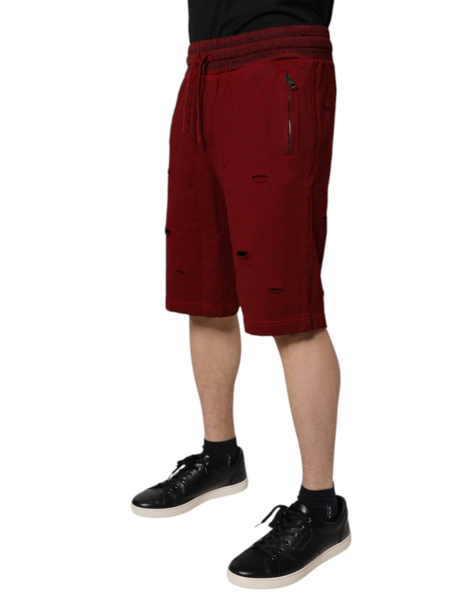 Dolce & Gabbana Bordeaux Cotton Bermuda Men Sweatshorts Shorts - Hilstor