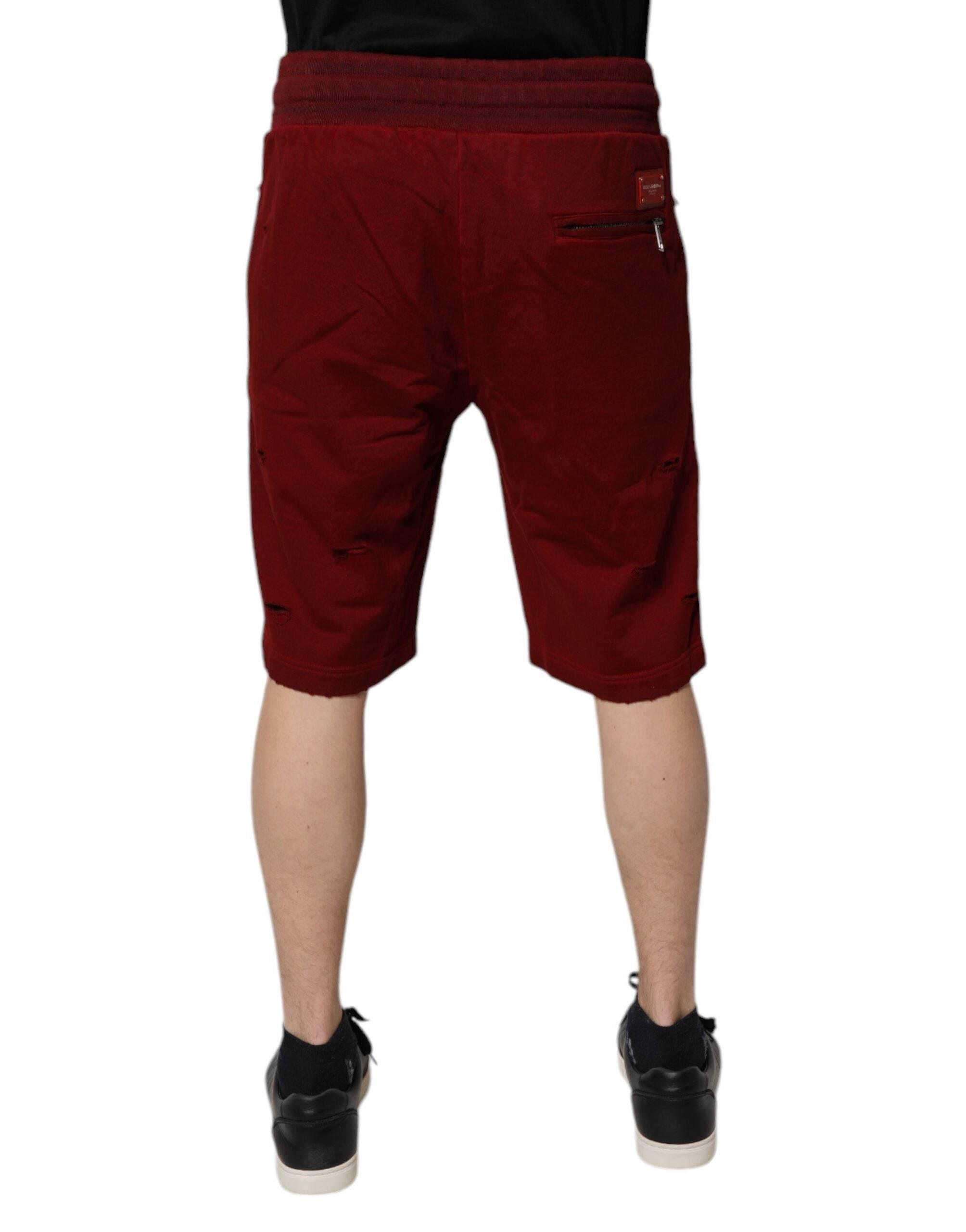 Dolce & Gabbana Bordeaux Cotton Bermuda Men Sweatshorts Shorts - Hilstor