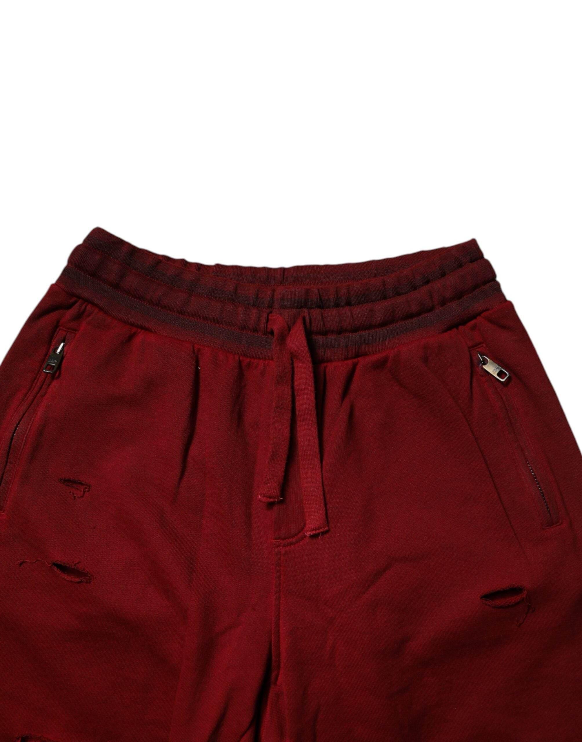 Dolce & Gabbana Bordeaux Cotton Bermuda Men Sweatshorts Shorts - Hilstor