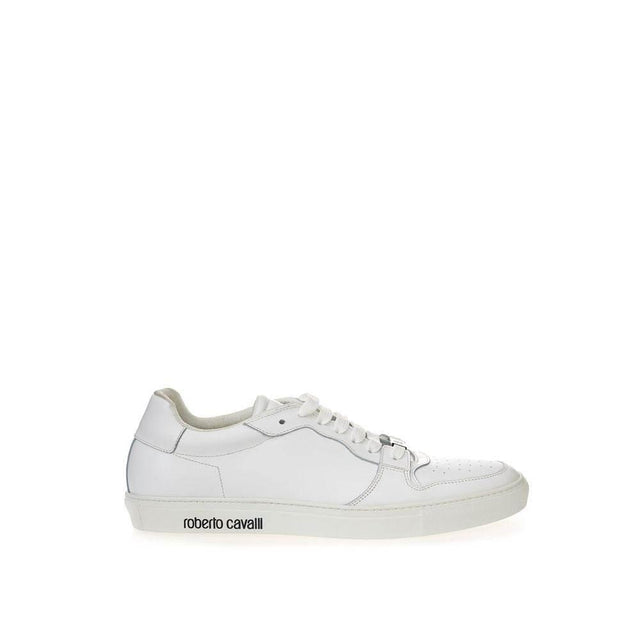 Roberto Cavalli White Leather Sneakers Luxe Footwear - Hilstor