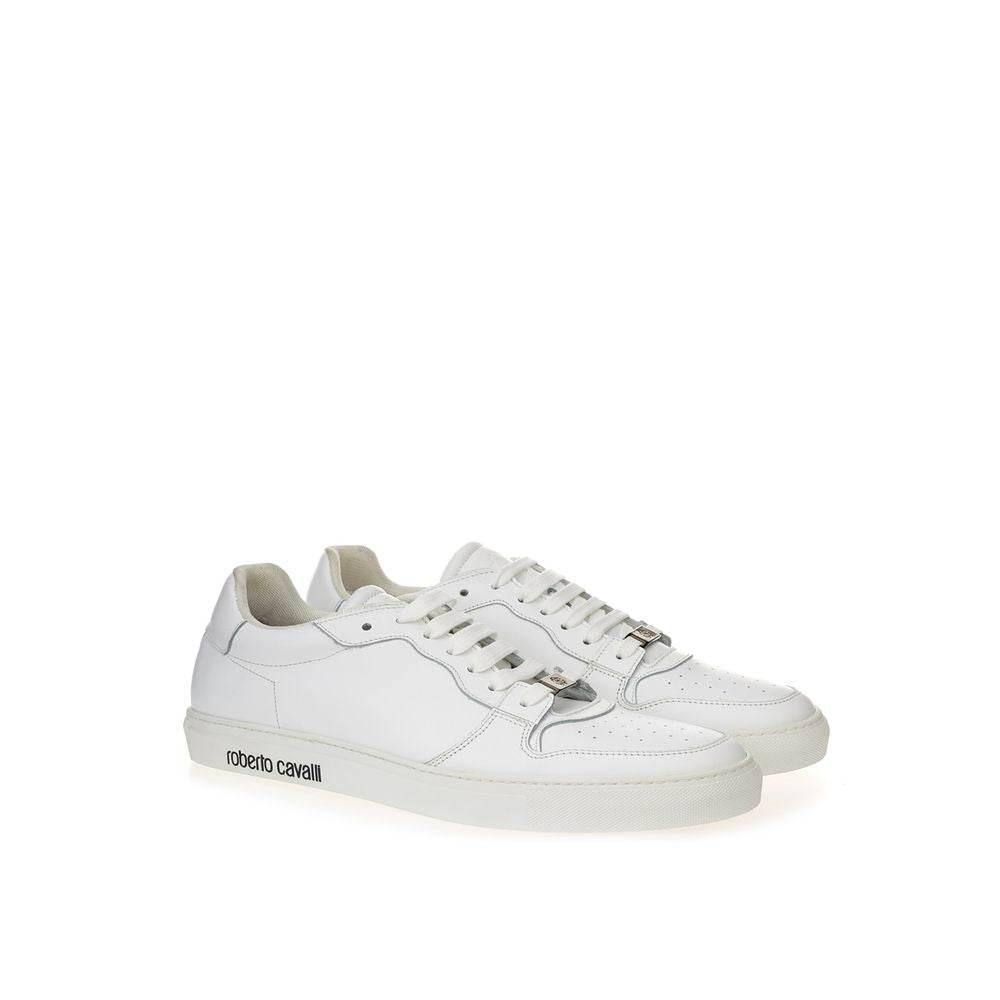 Roberto Cavalli White Leather Sneakers Luxe Footwear - Hilstor