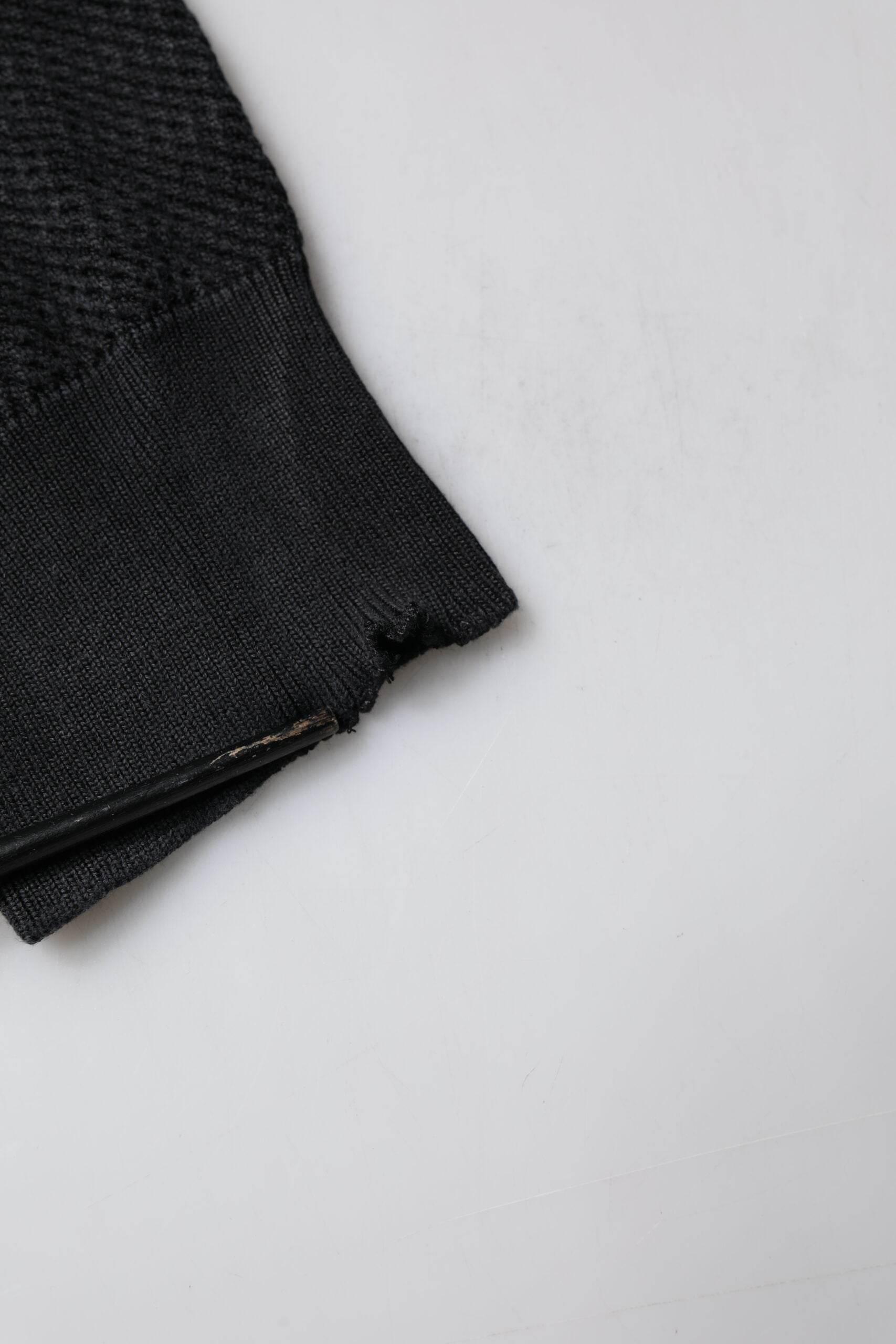 Dolce & Gabbana Black Heraldic Silk Buttoned Pullover Sweater - Hilstor