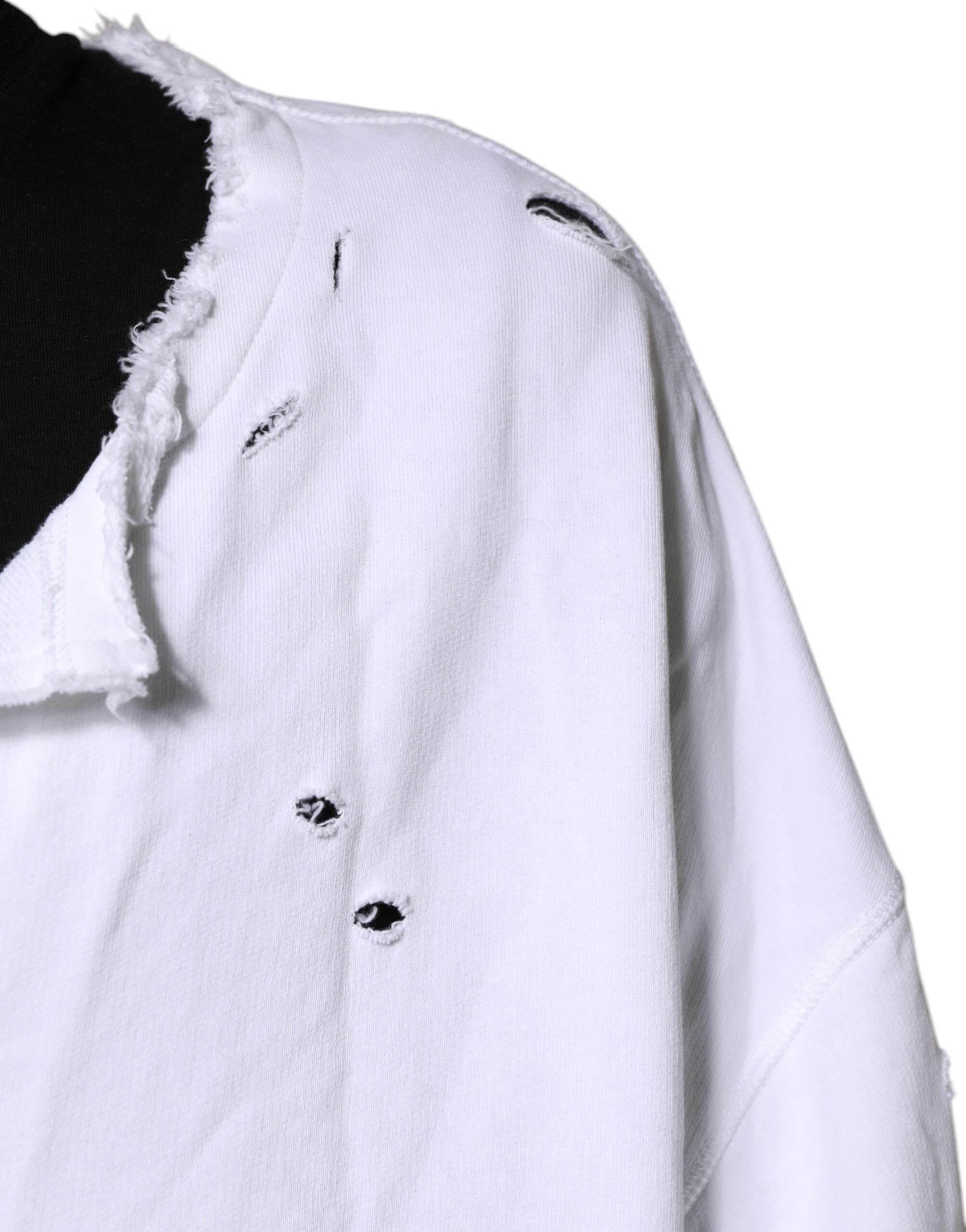 Dolce & Gabbana White Cotton Men Pullover Sweatshirt Sweater - Hilstor