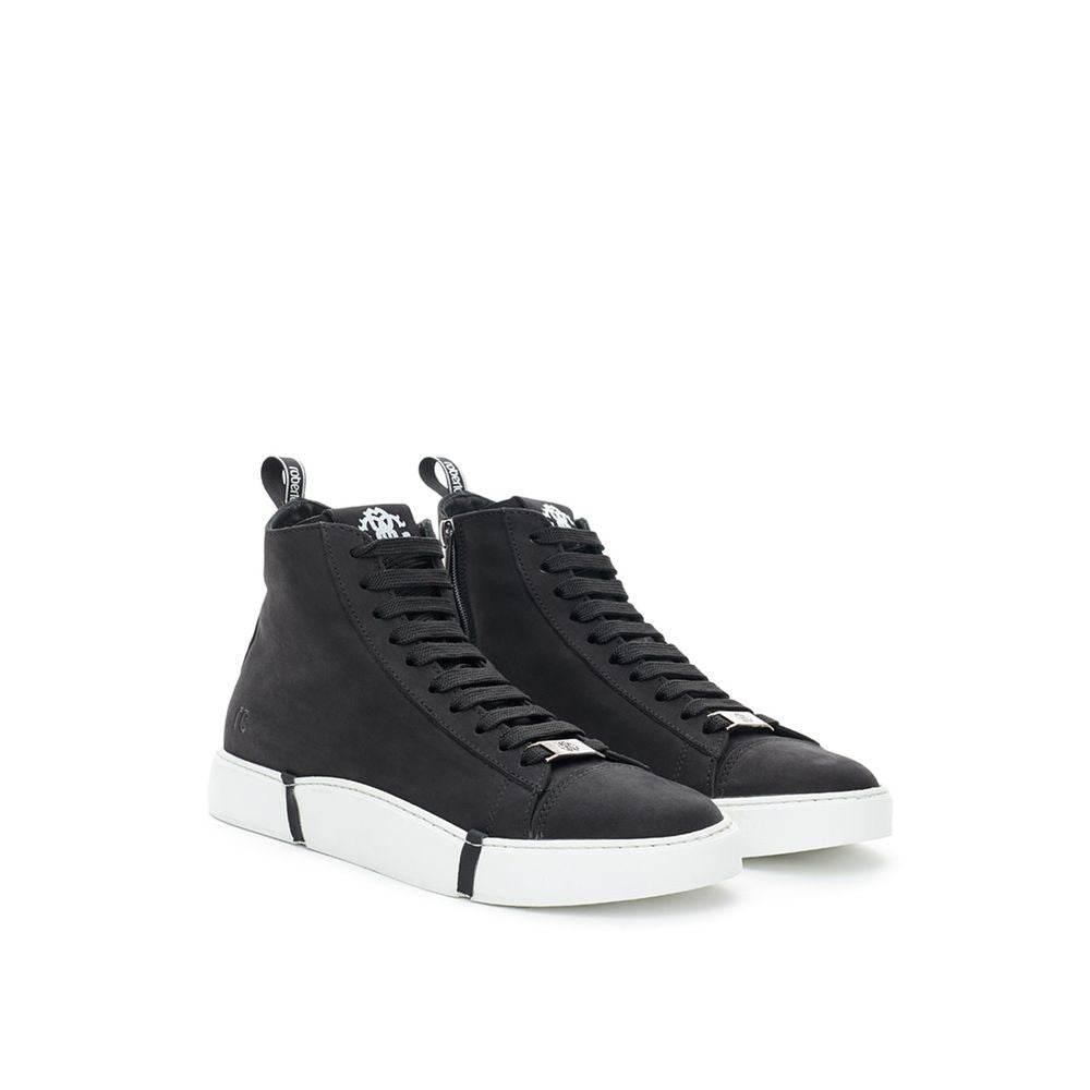Roberto Cavalli Elegant Suede Sneakers in Chic Black - Hilstor