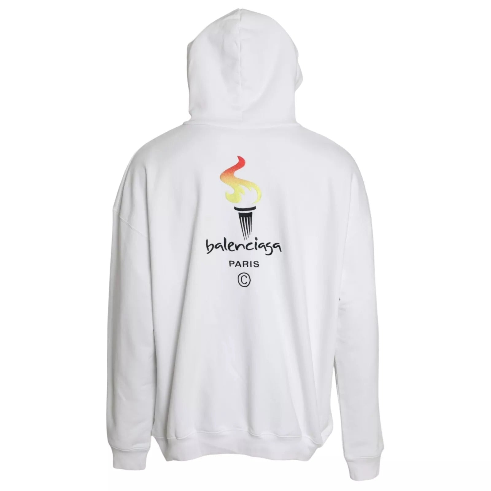 Balenciaga hvid bomuldslogo hættetrøje Oversize sweater