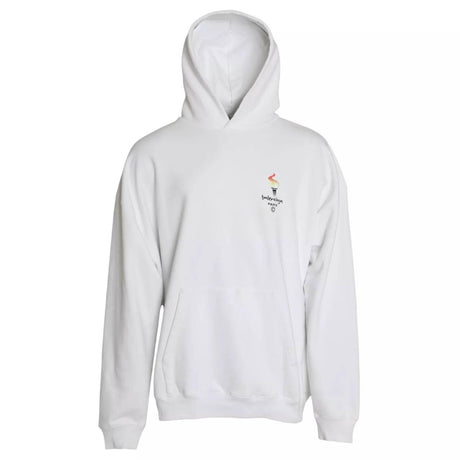 Balenciaga White Cotton Logo Hooded Pullover Oversize Sweater - Hilstor
