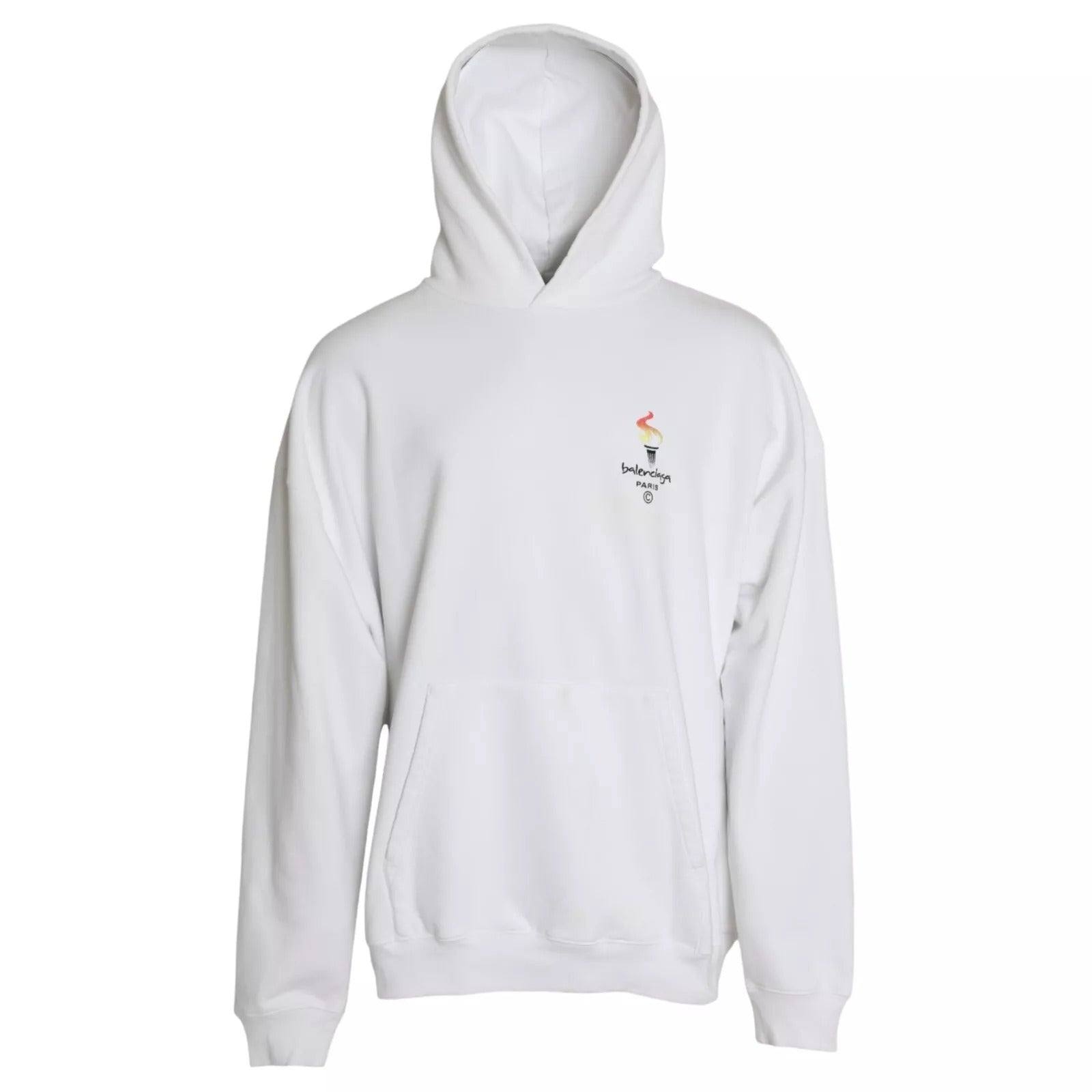 Balenciaga hvid bomuldslogo hættetrøje Oversize sweater