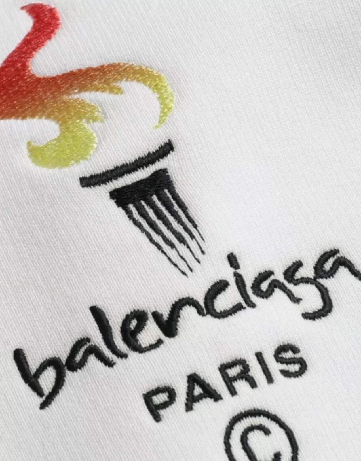 Balenciaga White Cotton Logo Hooded Pullover Oversize Sweater - Hilstor