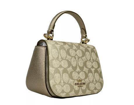 COACH Lysa Top Handle Bag Crossbody Champagne Gold - Hilstor