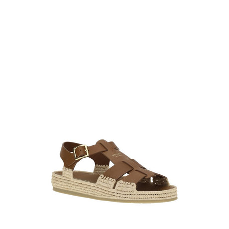 Prada læder og Raffia sandaler