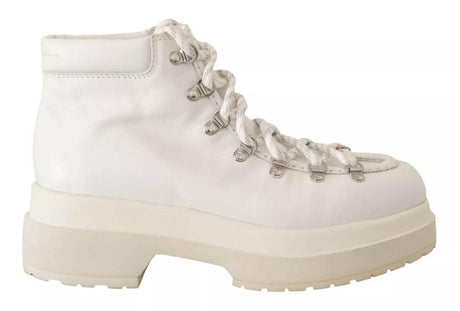 MM6 Maison Margiela White Leather Lace Up Sneakers Shoes - Hilstor