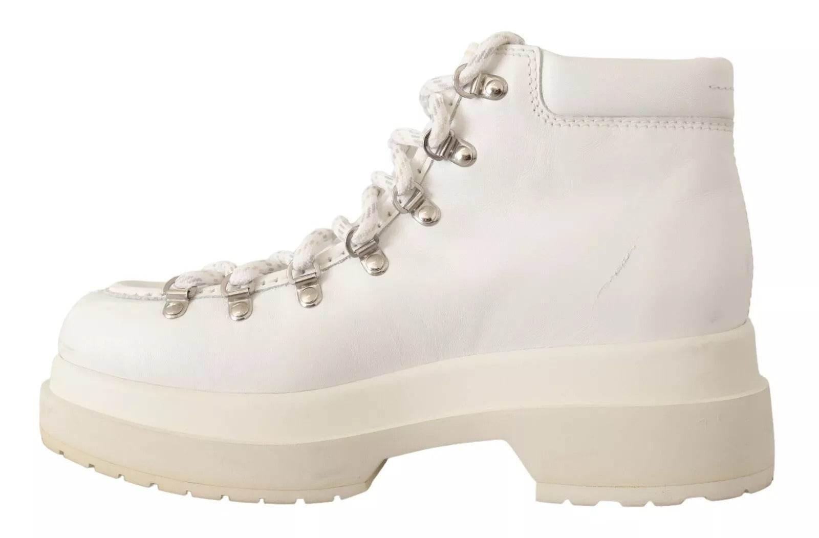 MM6 Maison Margiela White Leather Lace Up Sneakers Shoes - Hilstor