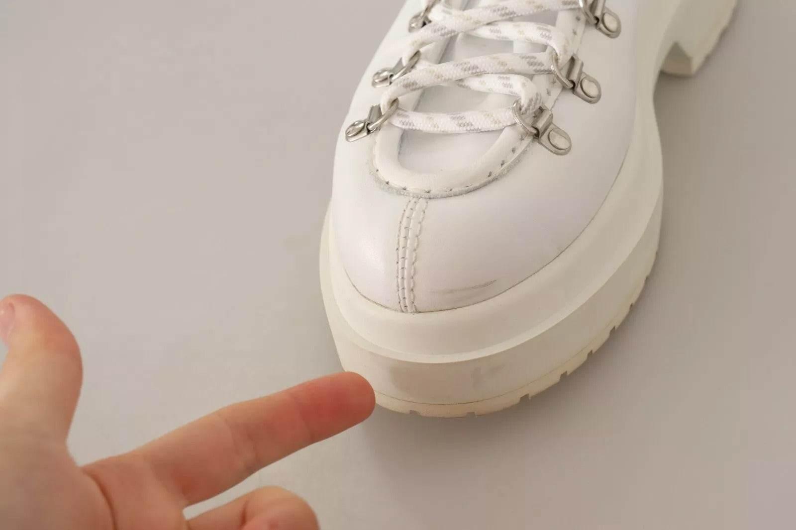 MM6 Maison Margiela White Leather Lace Up Sneakers Shoes - Hilstor