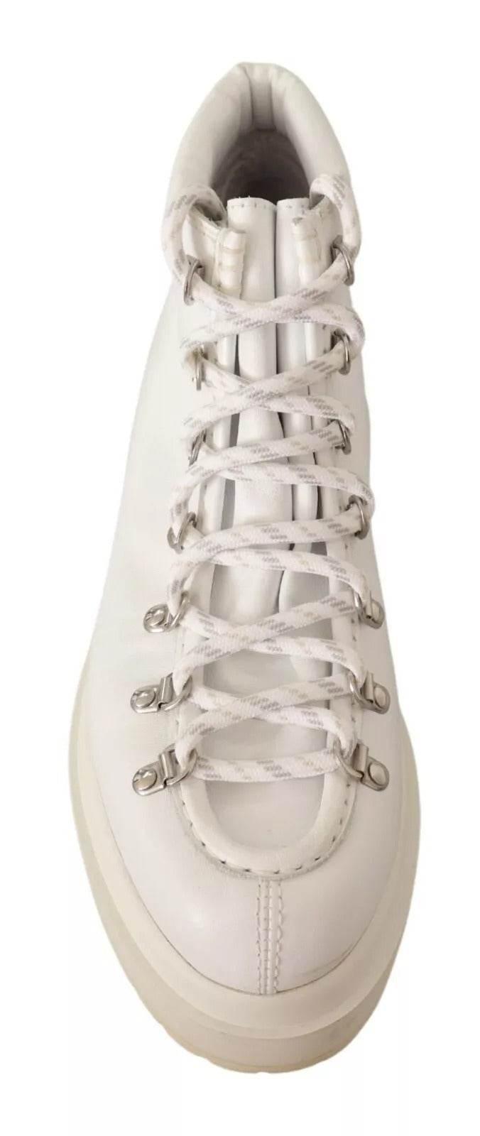 MM6 Maison Margiela White Leather Lace Up Sneakers Shoes - Hilstor