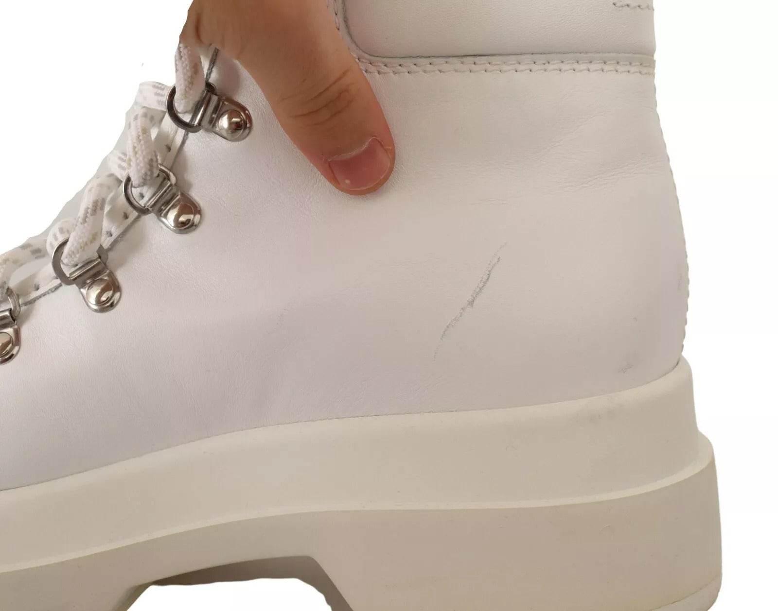 MM6 Maison Margiela White Leather Lace Up Sneakers Shoes - Hilstor