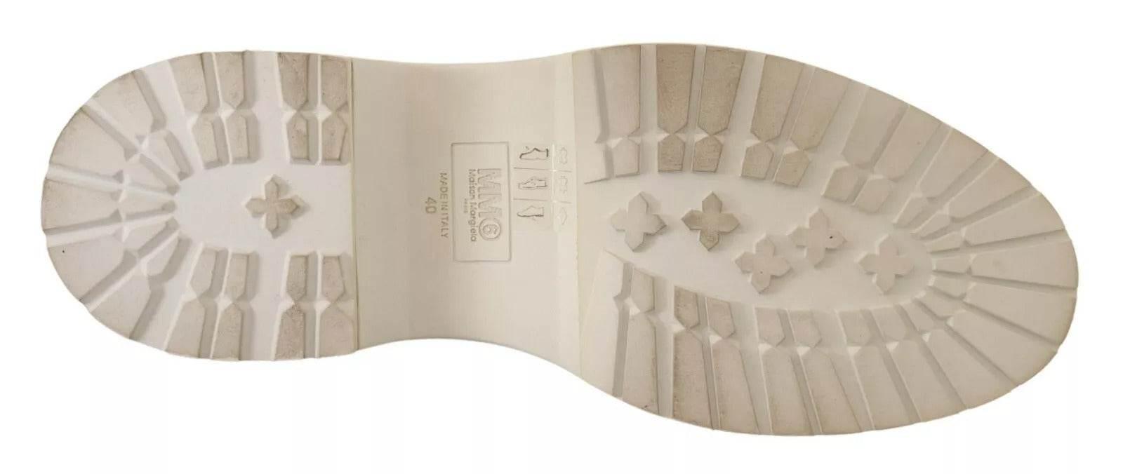 MM6 Maison Margiela White Leather Lace Up Sneakers Shoes - Hilstor