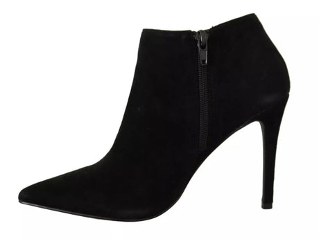 Steve Madden Black Suede Leather Stiletto Heels Boots Shoes - Hilstor