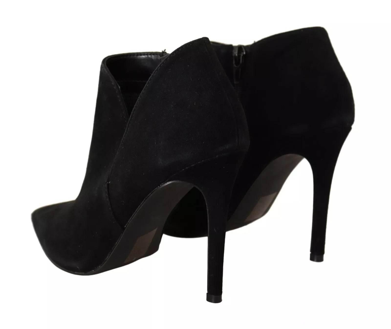 Steve Madden Black Suede Leather Stiletto Heels Boots Shoes - Hilstor